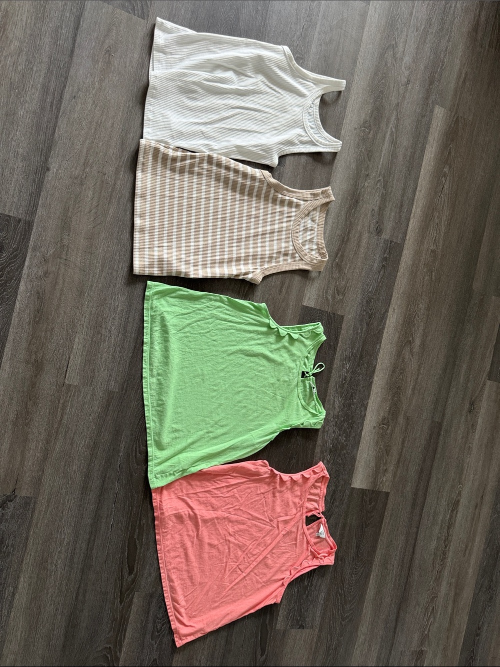 Set of 2 small Ruffle Tank Tops - Neon Green & Coral 2 GAP tank tops. Total 4pc.